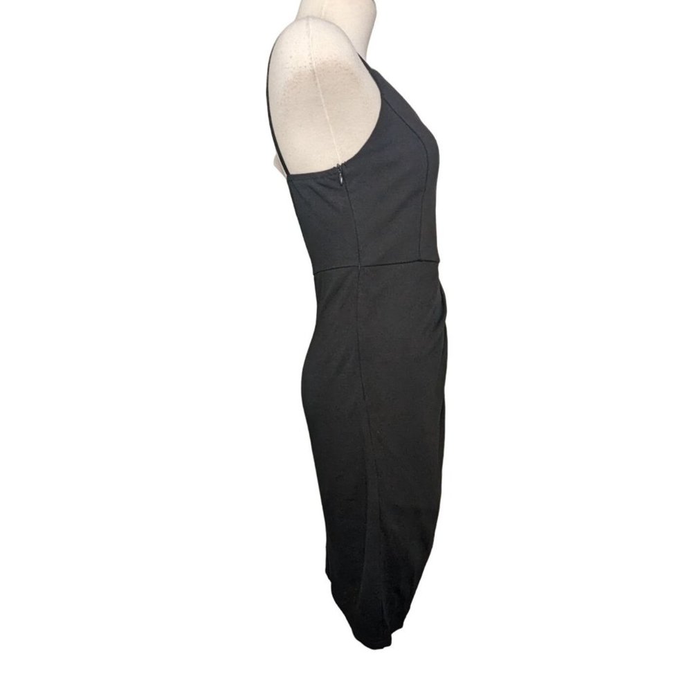 Zalalus Womens Black Bodycon Party Dress Sz Small Spaghetti Straps Deep V Neck - Picture 2 of 10